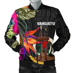 Vanuatu Mens Bomber Jacket - Hibiscus Polynesian Pattern