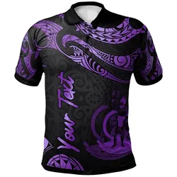 Vanuatu Polynesian Custom Personalised Polo Shirt - Poly Tattoo Purple Version