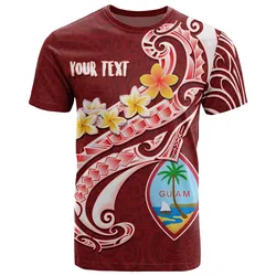 Guam Personalised T-Shirt - Guam Seal Polynesian Patterns Plumeria (Red)