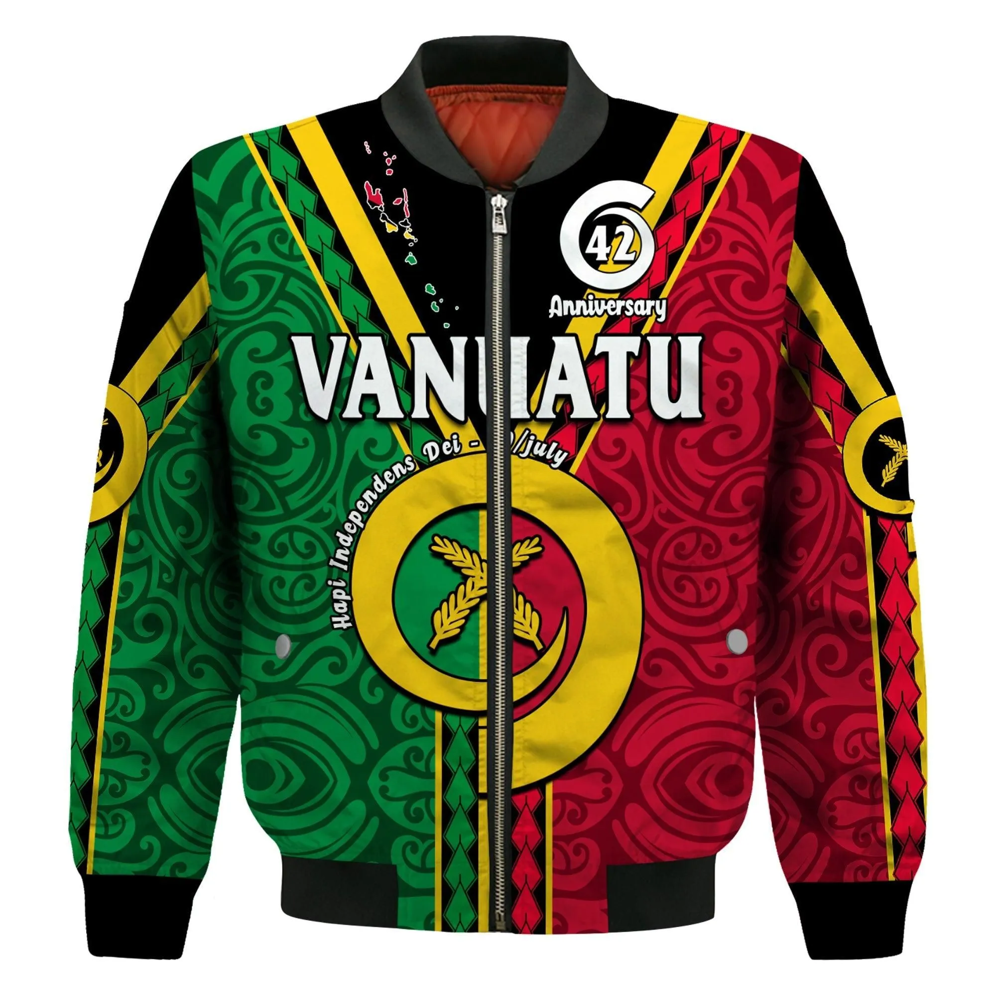 (Custom Personalised) Vanuatu 42 Years Anniversary Bomber Jacket Hapi Independens Dei LT14