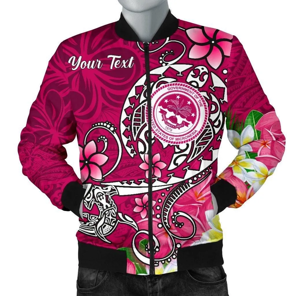 FSM Custom Personalised Mens Bomber Jacket - Turtle Plumeria (PINK)