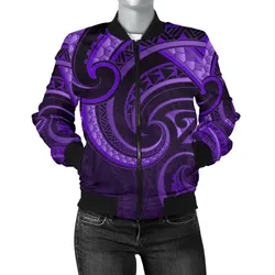 New Zealand Maori Mangopare Women Bomber Jacket Polynesian - Purple