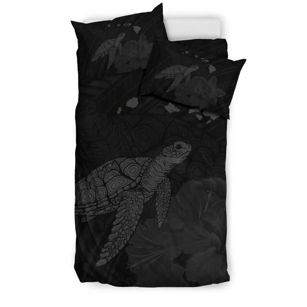 Hawaii Polynesian Hibiscus Turtle Map Bedding Set - AH - Grey