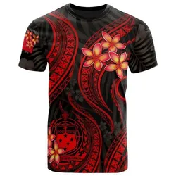 Samoa Polynesian T shirt - Red Plumeria