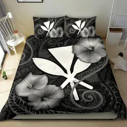 Alohawaii Bedding Set - Cover and Pillow Cases Polynesian Hawaii - Hibiscus Black - BN39