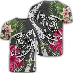 Hawaii Polynesian Turtle Tropical Hibiscus Plumeria T-Shirt - Gray - AH