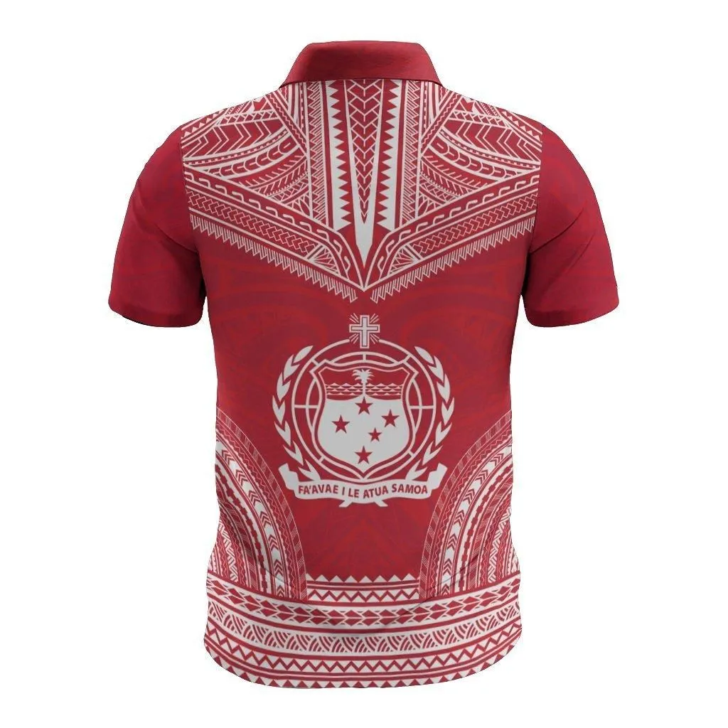 Samoa Polo Shirt - Samoa Coat Of Arms Polynesian Chief Tattoo Flag Version