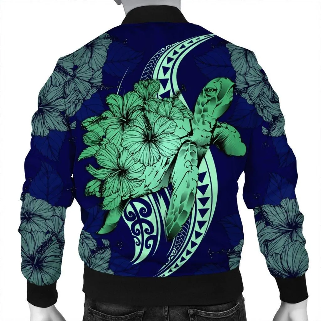 Hawaii Polynesian Turtle Hibiscus Bomber Jacket1 - AH
