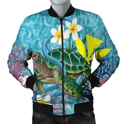 Hawaii Turtle Sea Cotral Polynesian Bomber Jacket