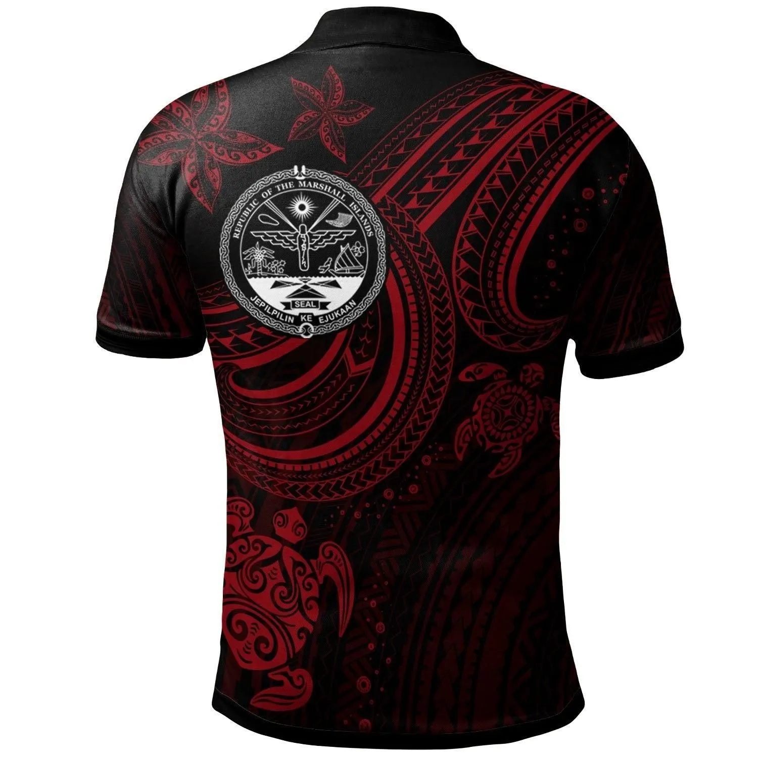 Marshall Islands Custom Personalised Polo Shirt - Coat Of Arm with Red Turtle