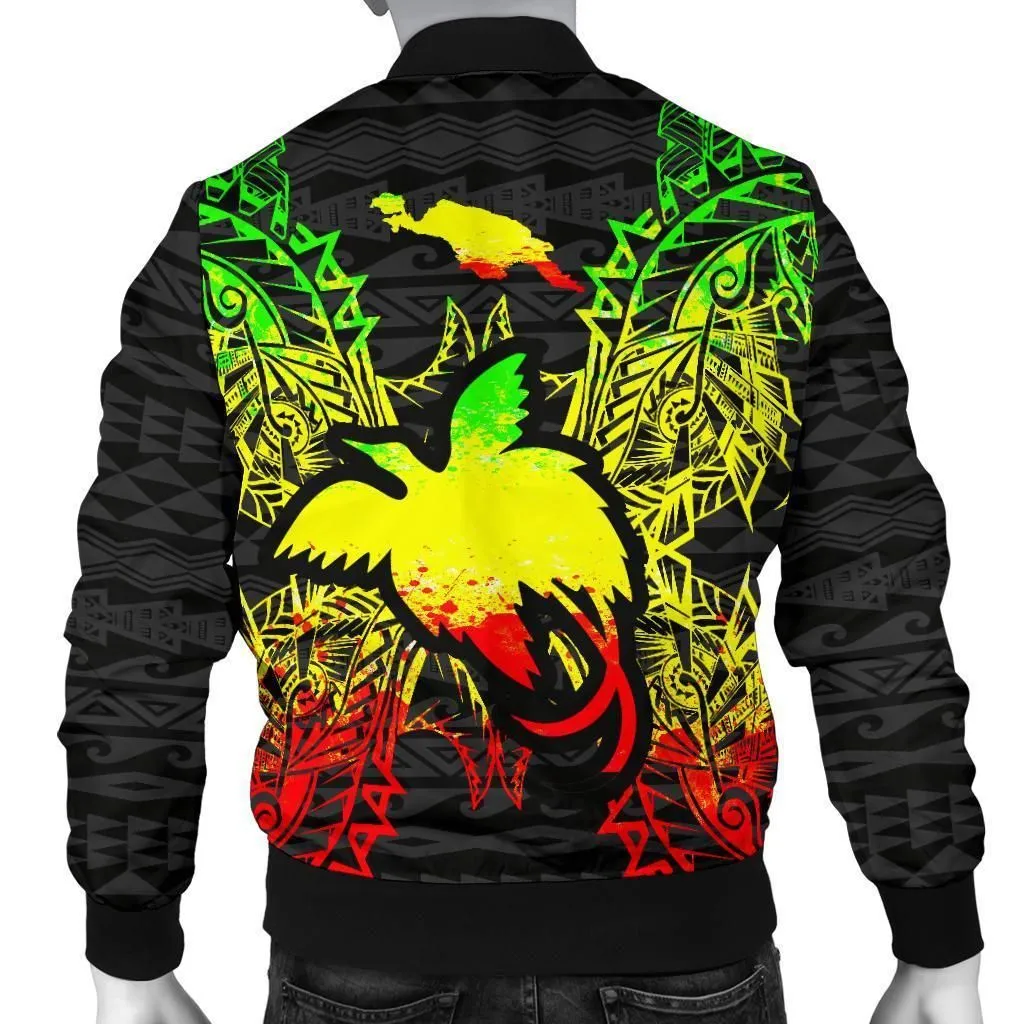 Papua New Guinea Polynesian Mens Bomber Jacket Map Reggae