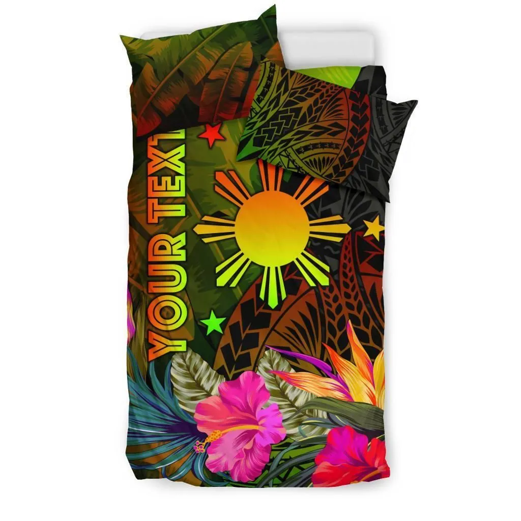 The Philippines Polynesian Personalised Bedding Set -  Hibiscus and Banana Leaves