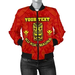 Hawaii Mauna Kea Women's Custom Personalised Bomber Jacket- Tiki Mask - BN12
