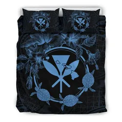 Hawaii Kanaka Turtle Hibiscus Polynesian Bedding Set - Anthea Style Pastel - AH - J4