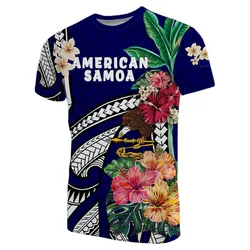 American Samoa Coat Of Arms Polynesian With Hibiscus Blue Unisex 3D T-Shirt All Over Print HNBWK
