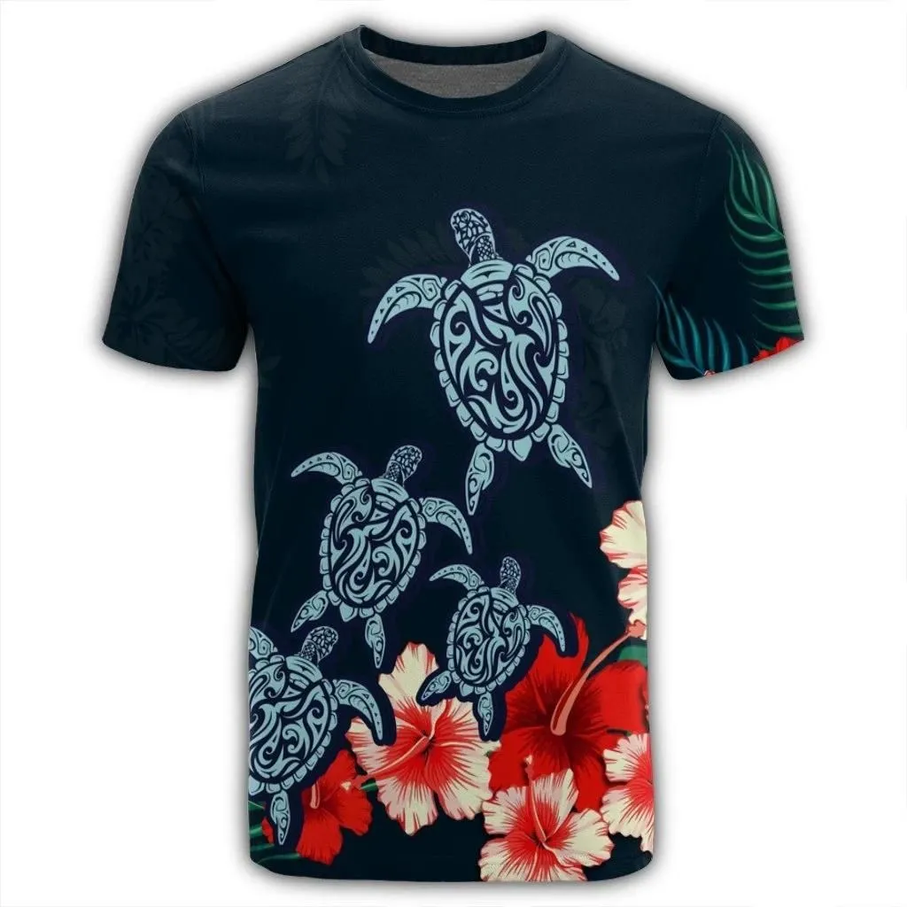 Alohawaii Tee - Hawaiian Hibiscus And Turtle Polynesian T-shirt AH - JR
