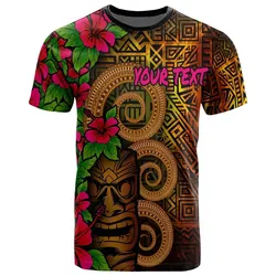 Polynesian Hawaii Custom Personalised T-Shirt - Tiki With Hibiscus - BN12