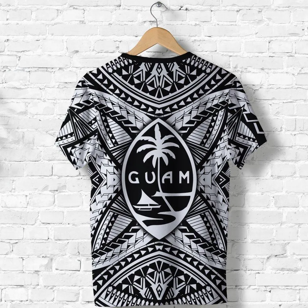 Guam Rugby T shirt Polynesian Patterns - White Lt16