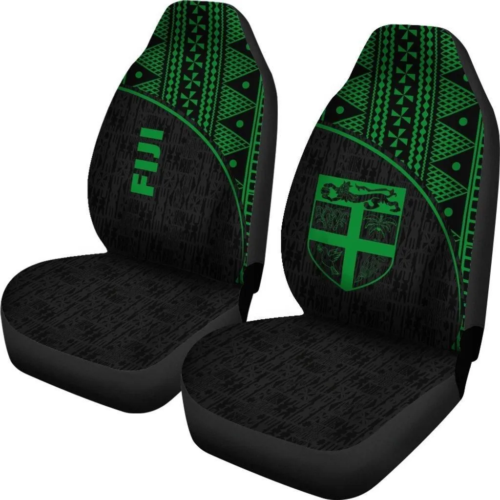 Fiji Tapa Car Seat Covers - Green Curve