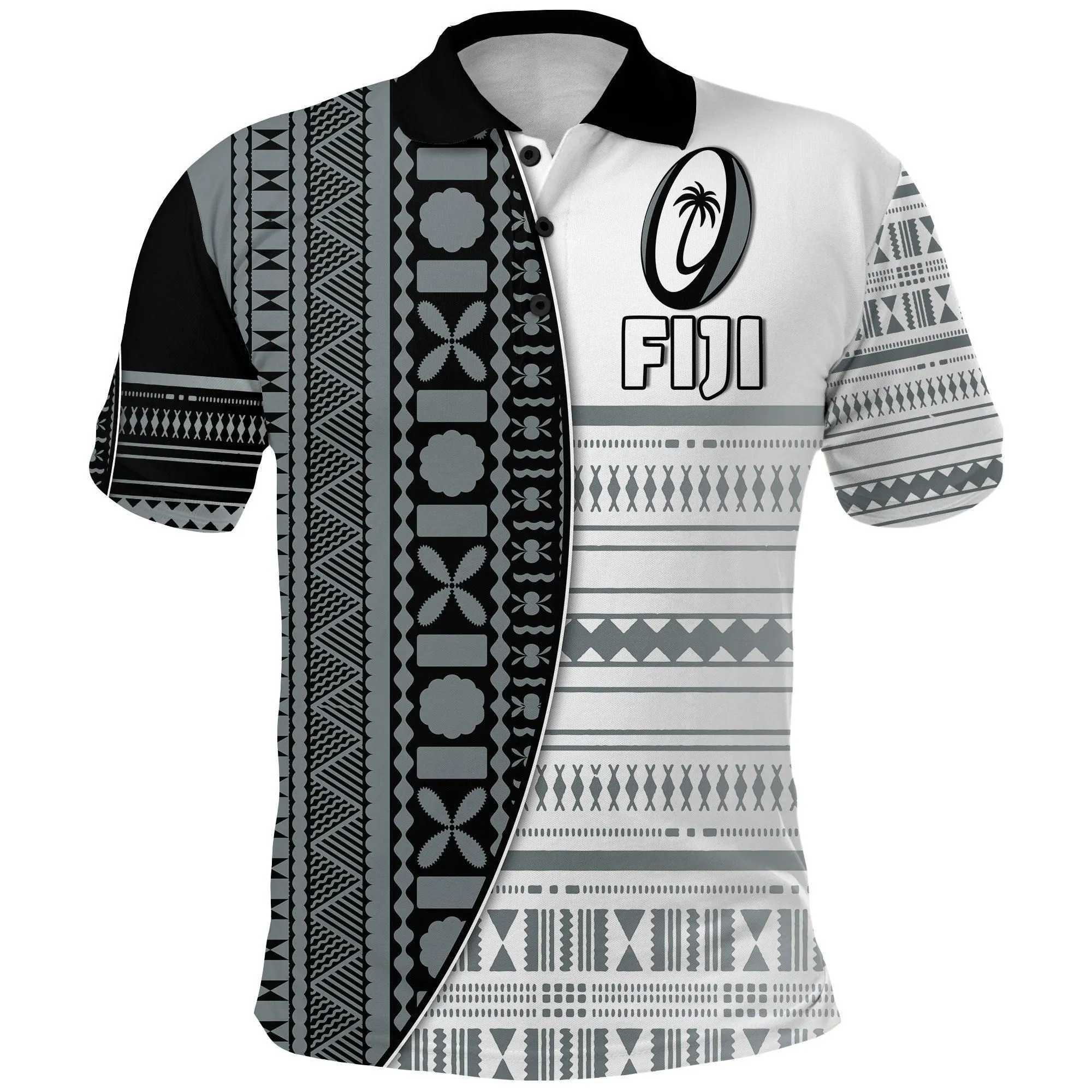 (Custom Personalised) Fiji Rugby Polo Shirt Impressive Version - Custom Text and Number