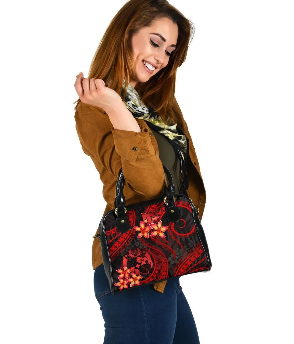 Tonga Polynesian Shoulder Handbag - Red Plumeria