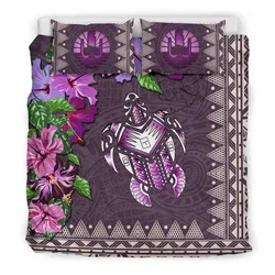 Polynesian Tahiti Turtle Hibiscus Purple A Bedding Set Camlisq