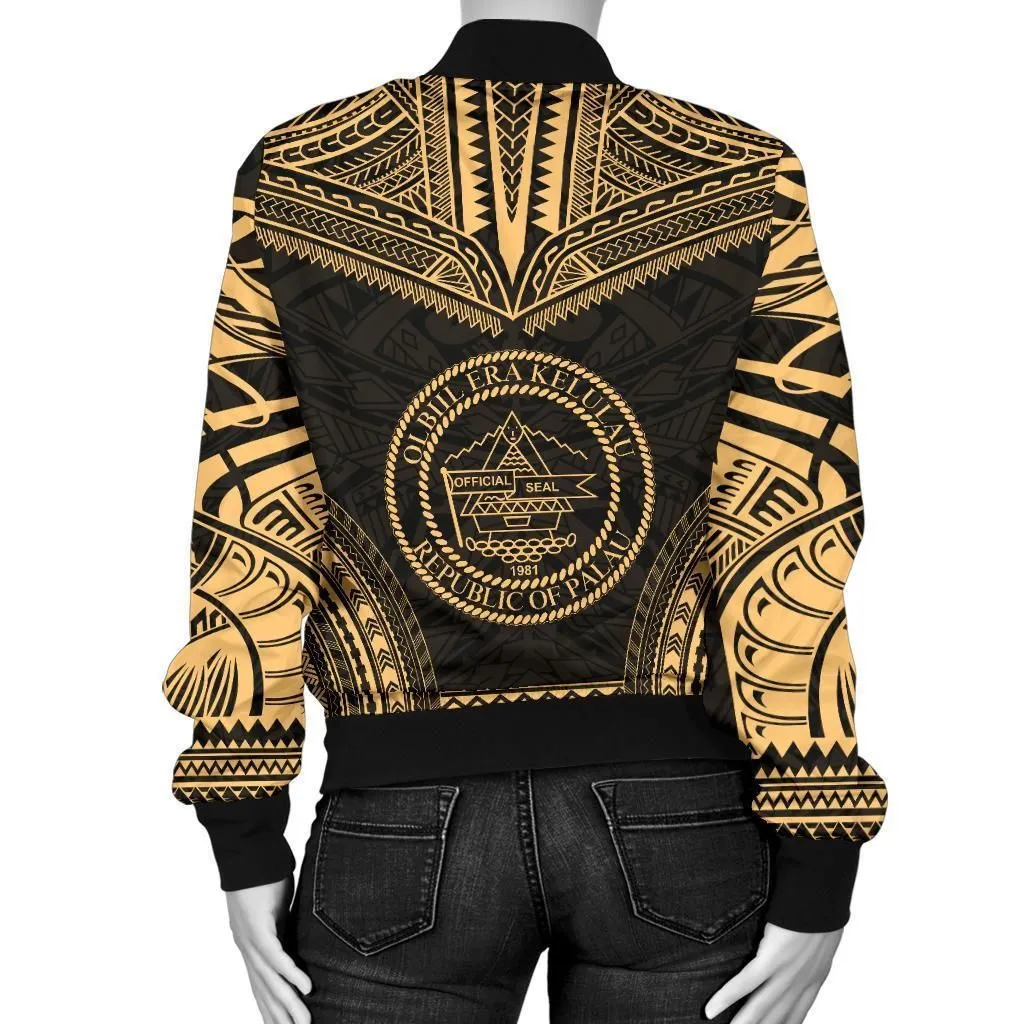 Palau Polynesian Chief Womens Bomber Jacket - Gold Version