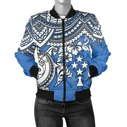Kosrae Polynesian Bomber Jacket (Women) - Polynesian Turtle - BN15