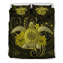 Hawaii Turtle Hibiscus Polynesian Bedding Set - Full Style - Yellow