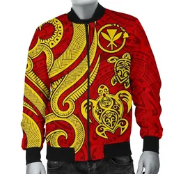 Polynesian Hawaii (Kanaka Maoli) Men Bomber Jacket - Red Tentacle Turtle - BN11