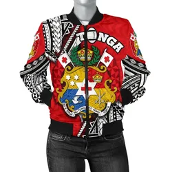(Custom Personalised) Tonga Rugby Women Bomber Jacket Polynesian Style Pinwheel - Custom Text and Number