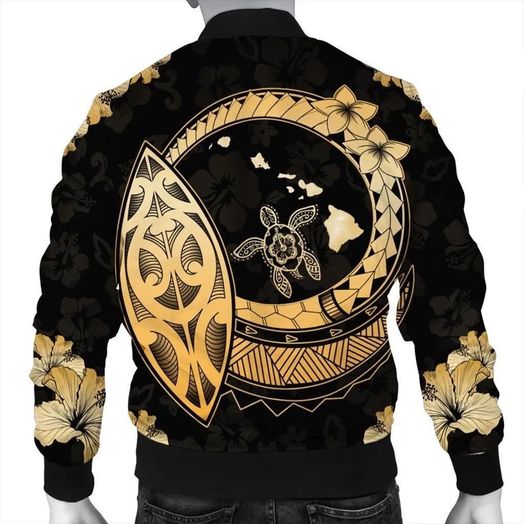 Hawaii Turtle Hibiscus Map Polynesian Bomber Jacket - AH