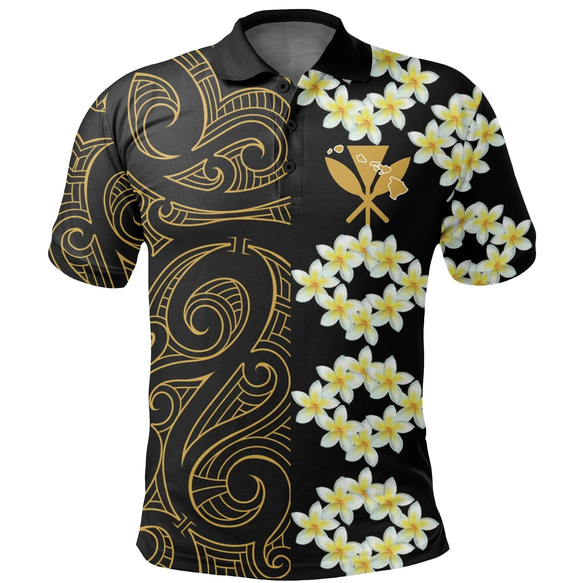 Alohawaii Shirt - Hawaii Plumeria Kanaka Polynesian - Hawaiian Polo Shirt - Curtis Style - AH - J2