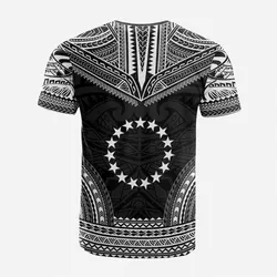 Cook Islands Custom Personalised T Shirt - Cook Islands Flag Polynesian Chief Tattoo Black Version
