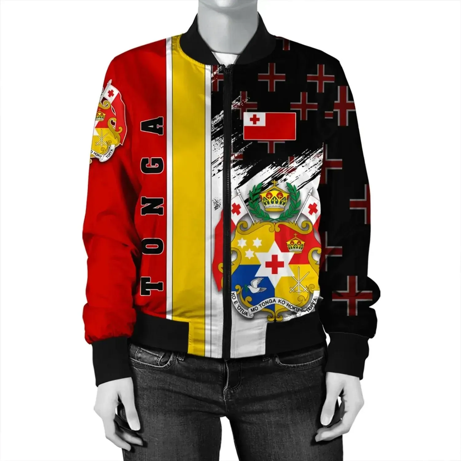 Alohawaii Jacket - Bomber Jacket Tonga Coat Of Arms - Flag Style JH
