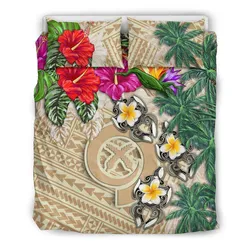 Vanuatu Bedding Set - Hibiscus Turtle Tattoo Beige A02