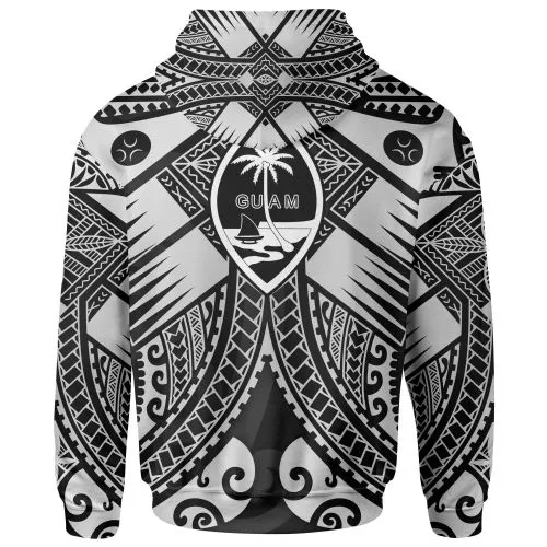 Guam Polynesian Hoodie - Guam White Seal with Polynesian Tattoo Ver 01