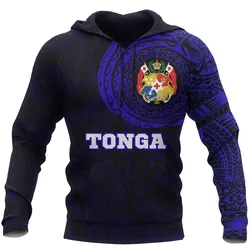 Hoodie Tonga In My Heart Polynesian Tattoo Style Blue