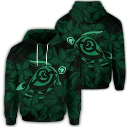 Hawaiian Turtle Hibiscus Plumeria Kanaka Polynesian Hoodie Green - Soft Style