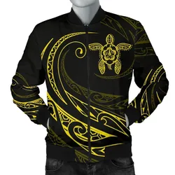 Hawaii Turtle Polynesian Men¥s Bomber Jacket - Yellow - Frida Style