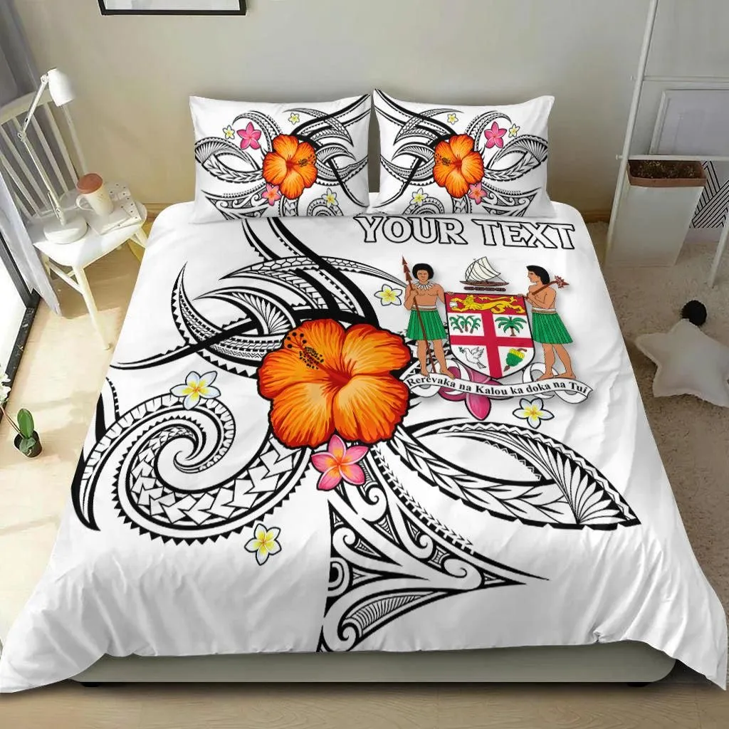 (Custom Personalised) Fiji Bedding Set - Hibiscus With Tribal White - LT12