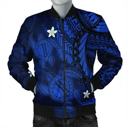 Alohawaii Jacket - Hawaii Polynesian Turtle Hibiscus Bomber Jacket - Blue - AH - J4R