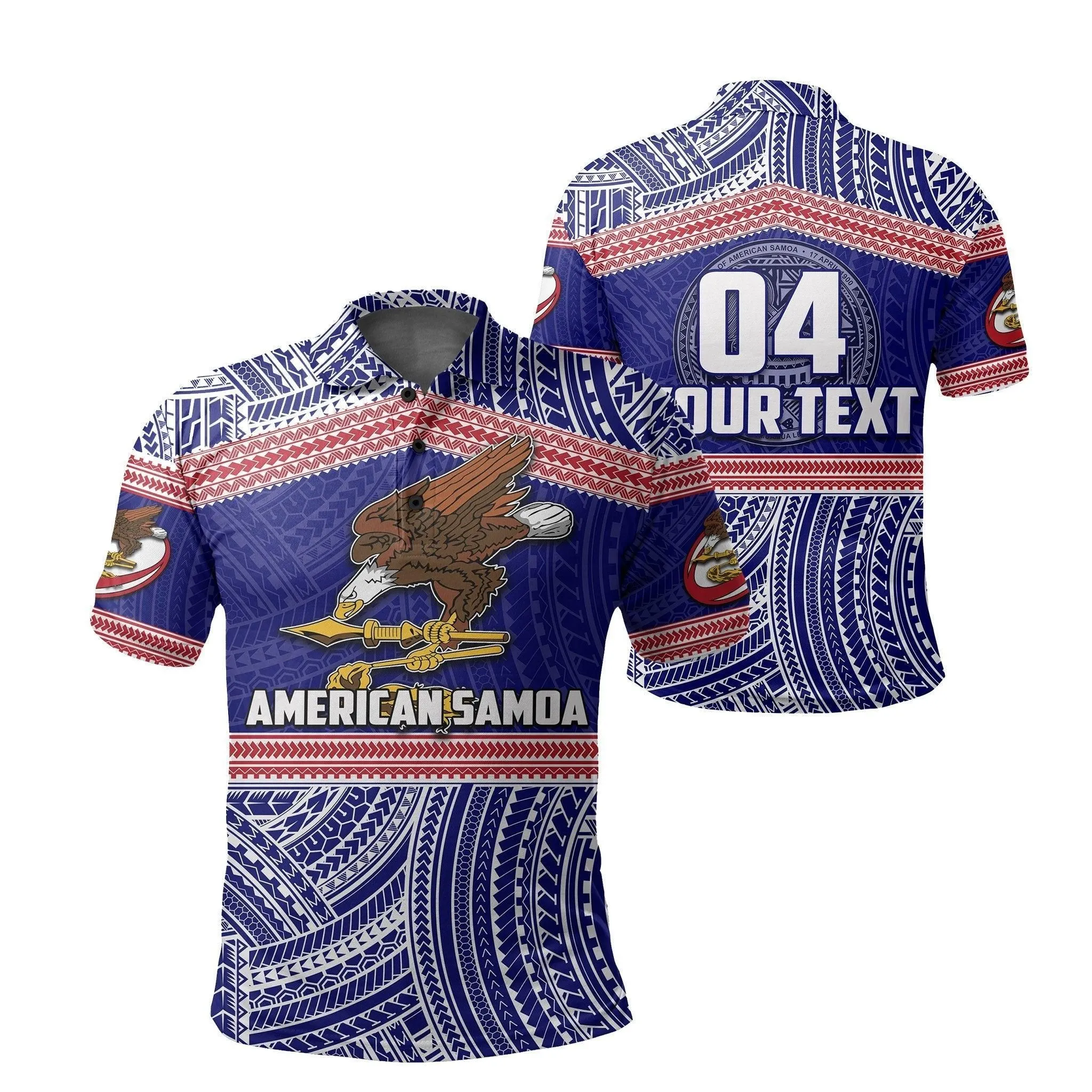 (Custom Personalised) American Samoa Rugby Polynesian Patterns Polo Shirt