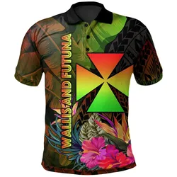 Wallis and Futuna Polynesian  Polo Shirt - Hibiscus and Banana Leaves