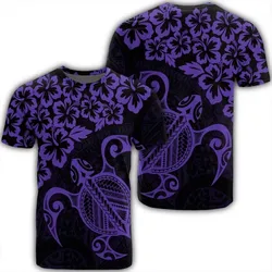 Alohawaii Tee - Hawaiian Map Turtle Hibiscus Kanaka Polynesian T-shirt Purple - AH - J4R