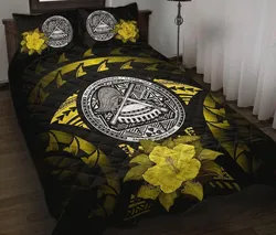 American Samoa Polynesian Hibiscus Yellow Quilt Bedding Set-ML