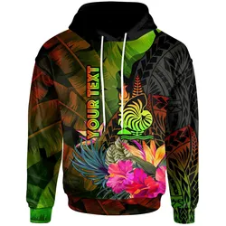 New Caledonia Polynesian Personalised Hoodie - Hibiscus and Banana Leaves