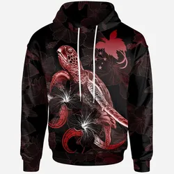 Alohawaii Clothing - Hoodie Papua New Guinea Polynesian - Turtle With Blooming Hibiscus Red - BN22