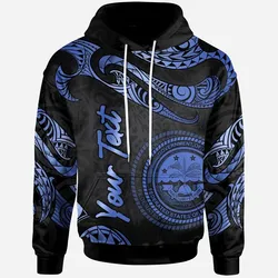 Federated States Of Micronesia Polynesian Custom Personalised Hoodie - Poly Tattoo Blue Version