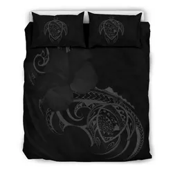 FamilyGater Bedding Set - Cover and Pillow Cases Hawaiian Map Turtle Hibiscus Divise Gray Polynesian - AH - J1
